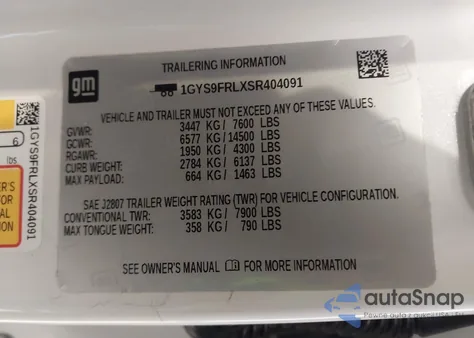 2025 Cadillac Escalade Sport from USA, damaged, VIN 1GYS9FRLXSR404091